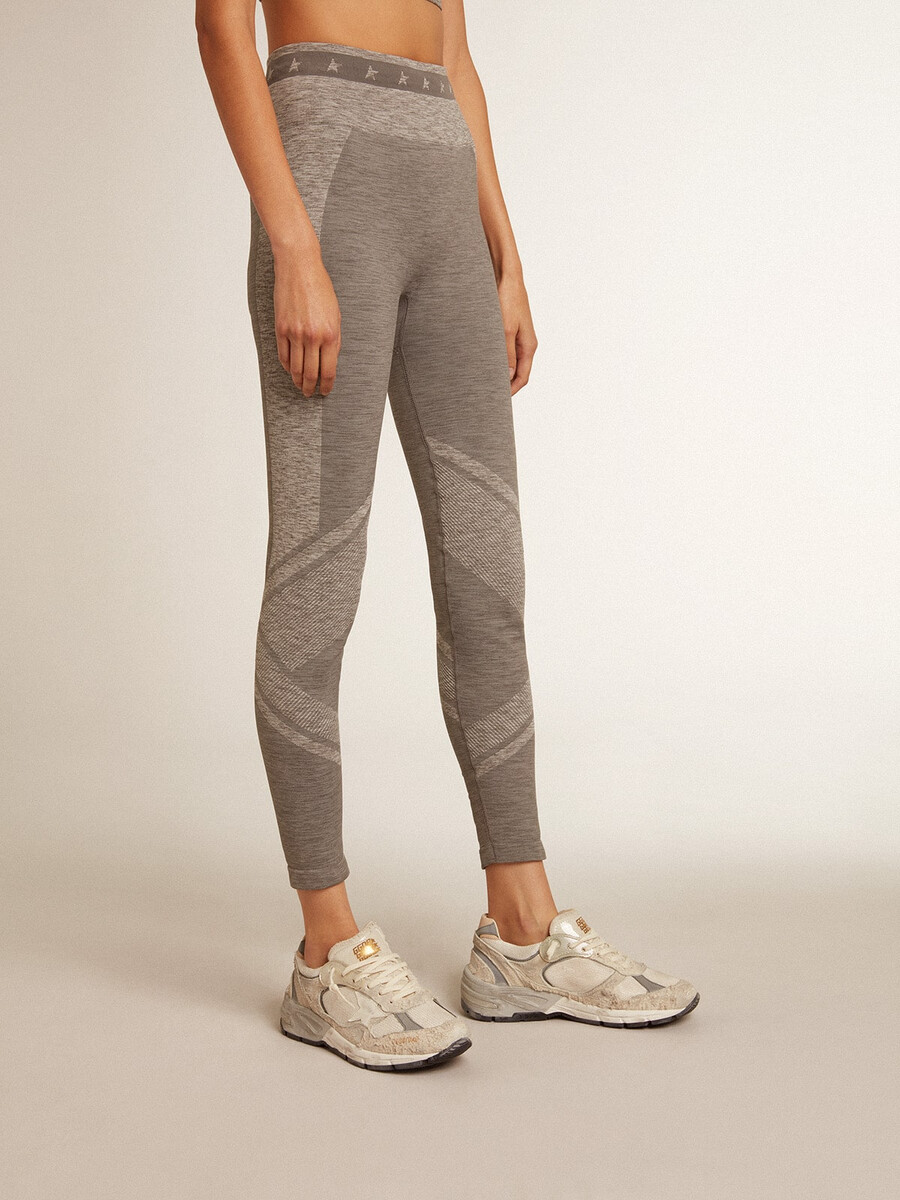 grijze gemêleerde dameslegging met gemengde stiksels