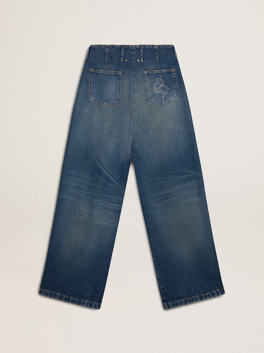 dames jeans met wijde pijpen en medium wassing cny-stijl