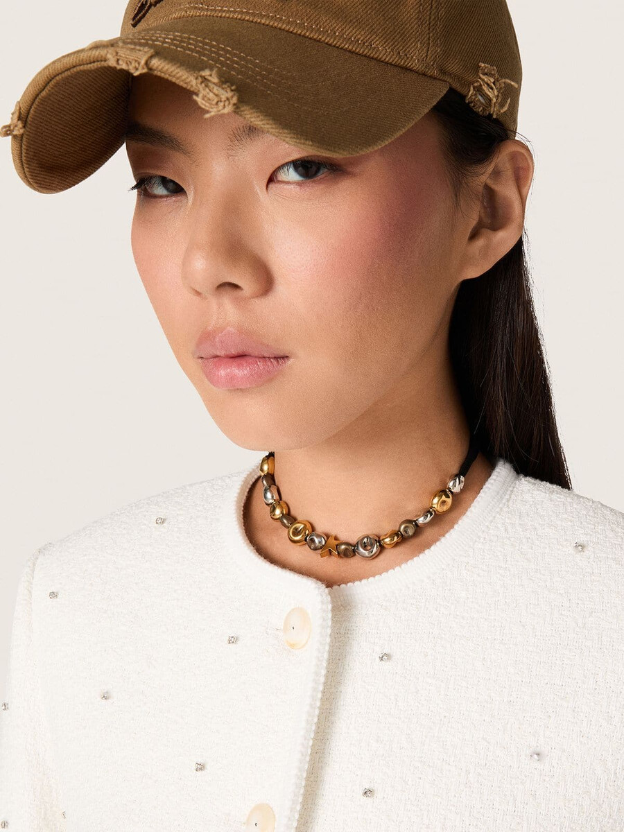zwarte linten choker met studs