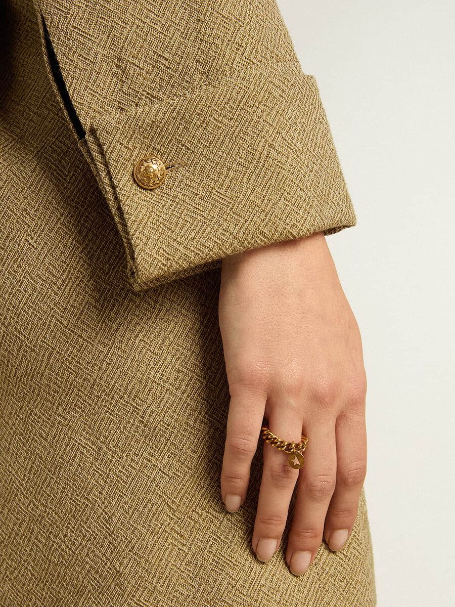 ring in antiek goudkleur met flexibele schakels