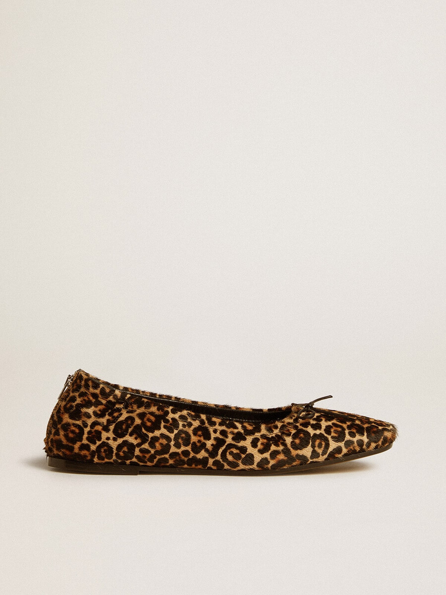 amy ballerinas in beige ponyhuid met luipaardprint