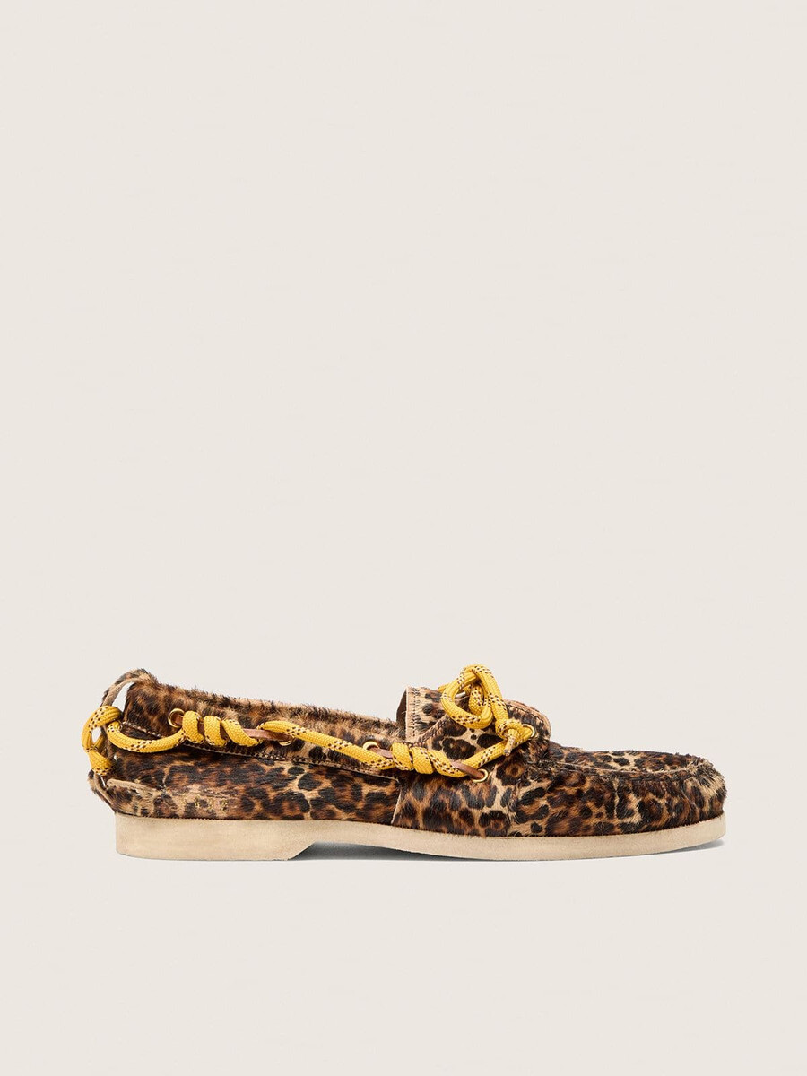 dames cruise loafers van ponyhuid met luipaardprint