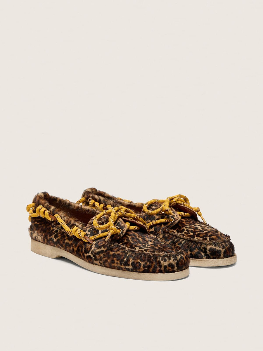 dames cruise loafers van ponyhuid met luipaardprint