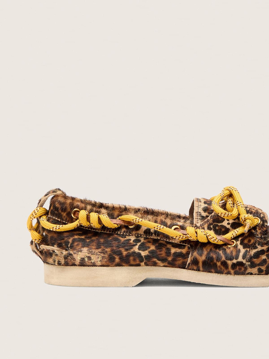dames cruise loafers van ponyhuid met luipaardprint