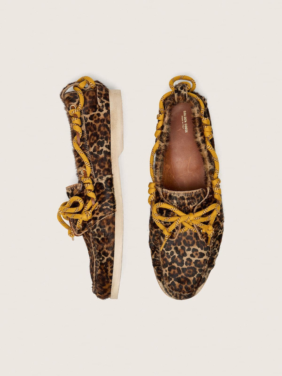 dames cruise loafers van ponyhuid met luipaardprint