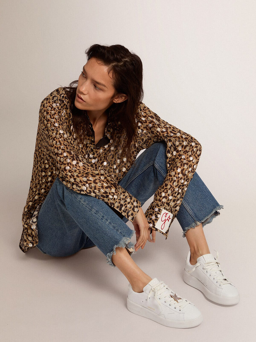 dames purestar sneakers van wit leer