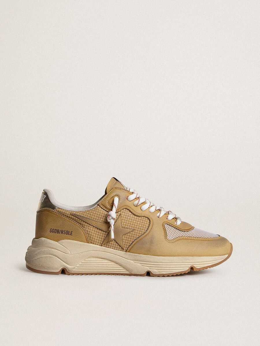 running sole in beige nubuck met beige leren ster