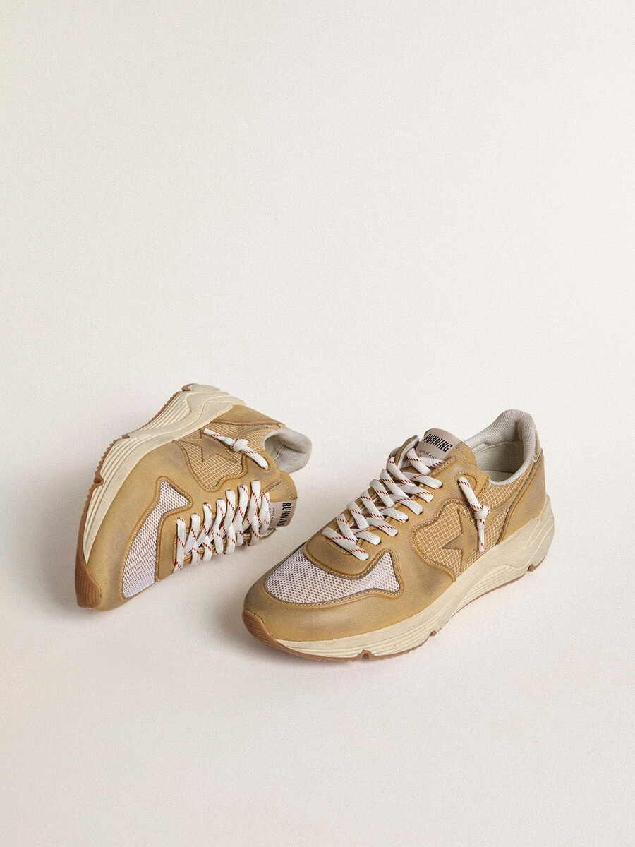 running sole in beige nubuck met beige leren ster