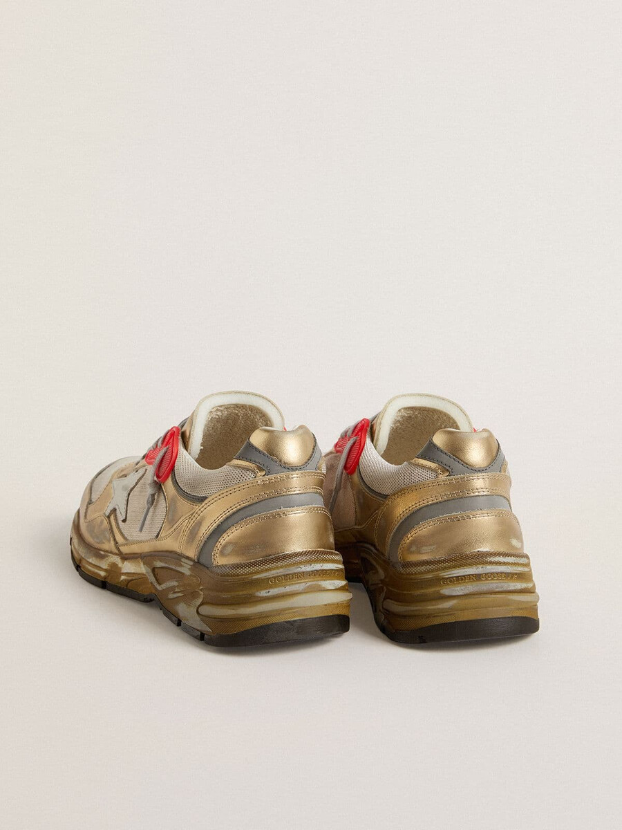 heren dad-star van mesh en goudkleurig leer met witte leren ster.