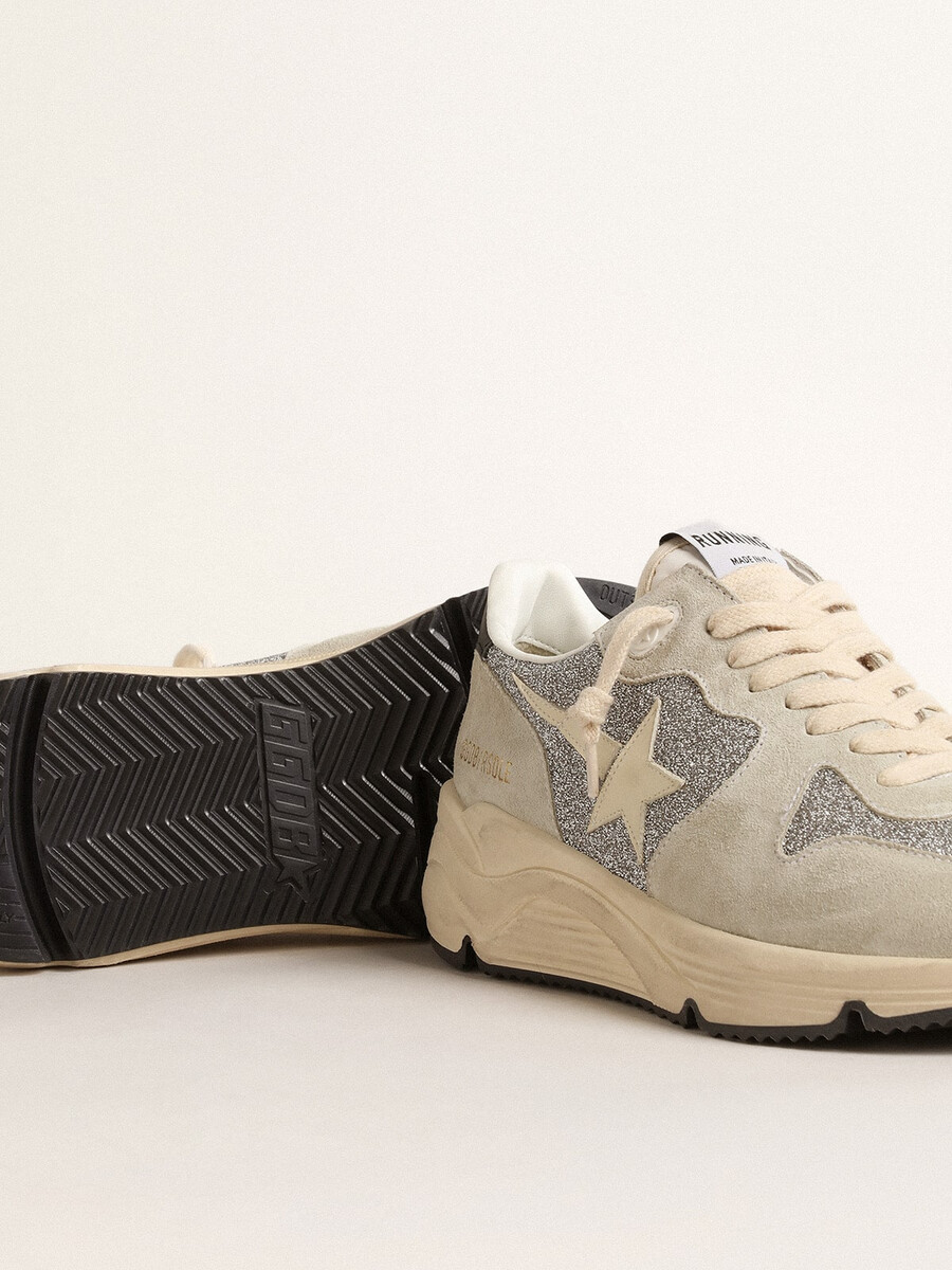 dames hardloopzool versierd met swarovski-kristallen en een ivoren ster.