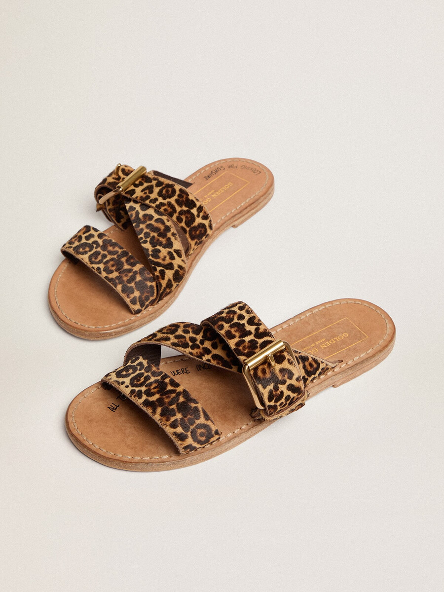 sandalen van luipaardprint ponyhuid voor dames margaret