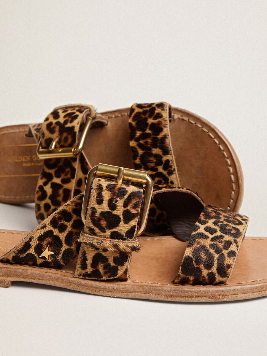 sandalen van luipaardprint ponyhuid voor dames margaret