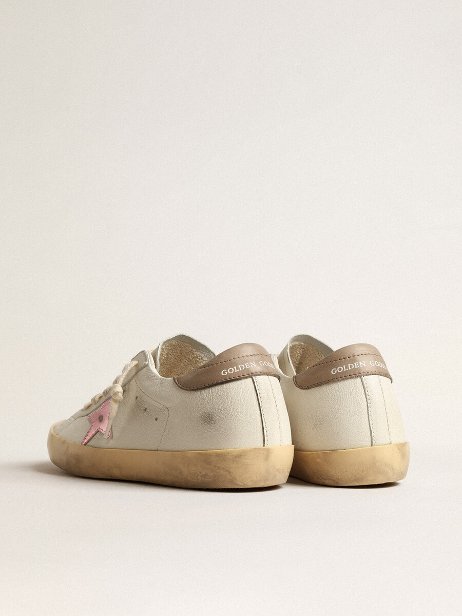 dames superster in wit nappaleer met roze metallic leren ster