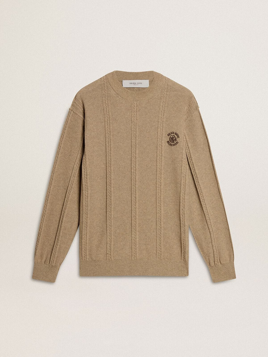 beige herentrui met geborduurd logo