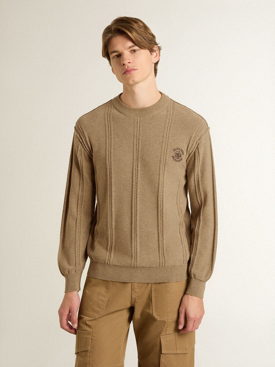 beige herentrui met geborduurd logo
