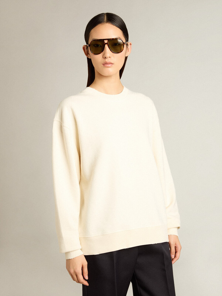 sweatshirt in verouderd wit met omgekeerd logo op de achterkant - jersey capsule