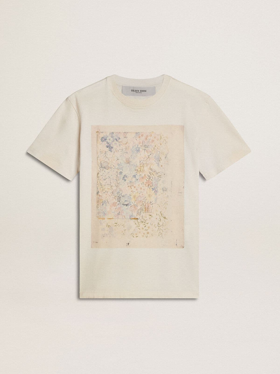 wit dames-t-shirt met bloemenprint