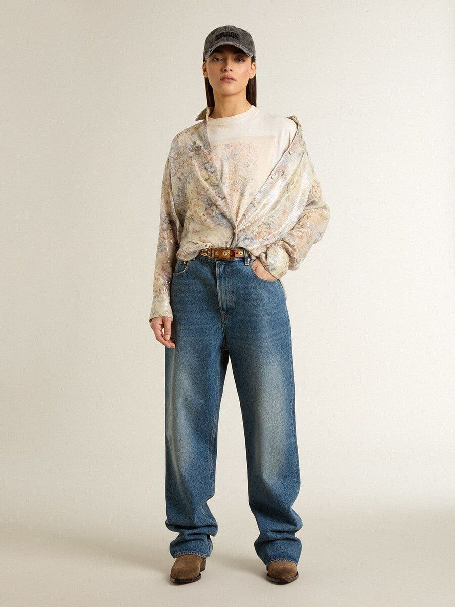 wit dames-t-shirt met bloemenprint