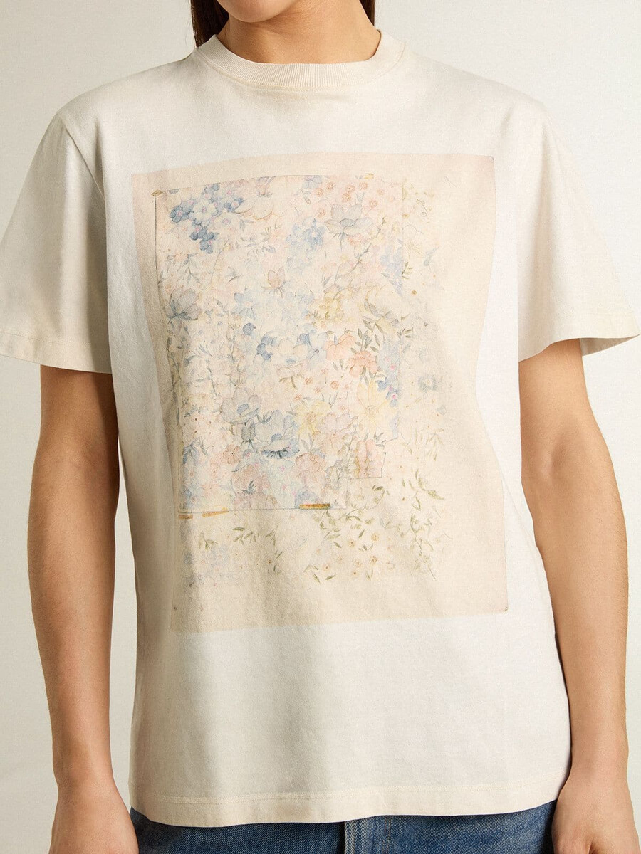 wit dames-t-shirt met bloemenprint